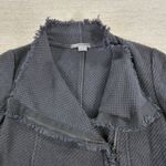 Vince  Textured Knit Moto Jacket S Zip Fringe Trim Collar Black Photo 9