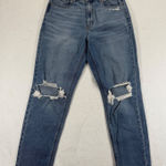 American Eagle Womens‎ Size 8 Medium Wash Ripped Knee Mom Jeans Comfort Stretch Blue Photo 0