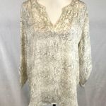 CHAUS NEW YORK  snakeskin animal print roll tab sleeve top size XL Photo 0
