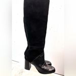 Dolce Vita 9.5 Tall Suede Embossed Crock Zip Heeled Boots in Black Photo 1