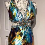 Tony Bowls París Colorful Vintage y2k Draped Gown Beaded CutOff Rhinestone High Low Embellished Coquette Coastal Tropical Designer Luxury Jewel Formal Evening Prom Photo 3