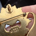 MMA 1985 Metropolitan Museum OfArt Blue Enamel Gold Tone Flower Brooch Pendant Photo 4