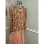 Black Tie Oleg Cassini beaded sequin gown Midi Peach Formal 8 Flowy Glam Pink Photo 3
