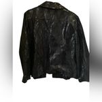 Chico's Women's Black Shiny Textured Leather Blazer Jacket Noire Shine outerwear Photo 6