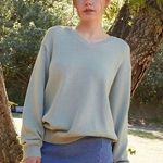 Brandy Melville John Galt Sage green Nikki V-Neck Sweater Photo 0