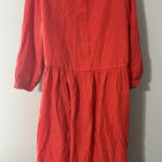 Tradlands Nova Midi Dress Flame Red Tencel Linen Blend Gathered Waist Size S Photo 0