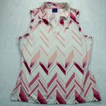 Le Tigre Sleeveless Golf Polo Shirt Pink Chevron Print Athletic XL Photo 0