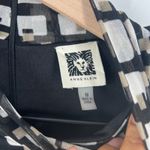 Anne Klein  Top Womens Medium Black White Mesh Lined Geometric Print Mock Neck Photo 7