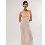 Free People New  Midnight Magic Maxi Slip Dress  Pink Beaded Lace Trim Photo 4