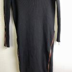 For Love and Lemons Knitz Dress Womens Small Black Harley Long Sleeve Rib Zipper Photo 3