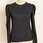 Gray Long Sleeve Sweater Top with Juliet Sleeves & Jeweled Accents – Size M Size M Photo 0
