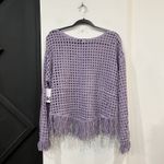 SO NWT Juniors Pullover Crochet Fringe Purple Sweater Top Size XL Boho Cottage Photo 4