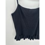 Express Factory Black Ribbed Sweater Tank Ruffle Hem Tie Shoulder Womens Size XL Photo 3