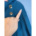 Cable & Gauge Sweater Women's Size 2X Wide Button Up Turtleneck Blue Office Wear Photo 3