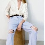 ZARA White Satin Effect Bodysuit with Crossover V-neckline. Photo 2