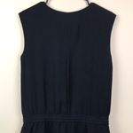 Vince Women’s Black Lamb Leather Hem Drawstring Waist Sleeveless Dress Photo 5