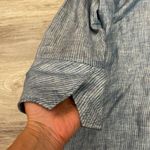 Boho Chic Blue & White Striped 100% Linen 3/4 Sleeve Button Down Shirt Size S Photo 6