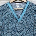 White Swan lightweight corduroy floral scrub top size S Photo 1