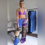 ZARA  Colorful Pattern Bohemian Beach Boho Wide-Leg Pants Elastic Waist Photo 7