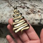 Signed AJC Christmas Tree Pin Brooch Gold Tone Photo 1