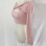 New SER.O.YA Ellis Twisted Cutout Front Long Sleeve Crop Top Pink Size Large Photo 6
