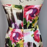 Y2K Strapless Silk Floral Dress Size Small Pink Photo 12