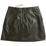 Jun & Ivy  size small olive green vegan faux leather mini skirt side pockets Photo 10