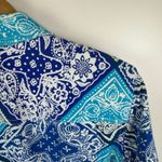 Coldwater Creek  Bandana Print Button Front Jacket Small Blue Cotton Paisley Boho Photo 2
