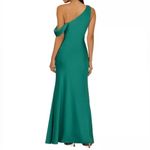 Adrianna Papell  Women's Satin Draped One-Shoulder Mermaid Gown Jungle Sz 10 Photo 5