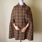 Vintage Welsh Wool Tapestry Cape Coat Eclipse Tailored Brown Plaid 1960s Size undefined Photo 9