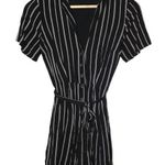 Abercrombie & Fitch Womens Black White Striped Viscose Belted Romper Size XS Photo 0