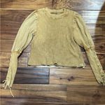 Free People Stylish Tan Lace-Up Sleeve Sweater Photo 0