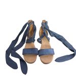 UGG  Trina Wedge Espadrille Ankle Wrap Tie Up Sandals Size 10 Blue Suede‎ BOHO Photo 1
