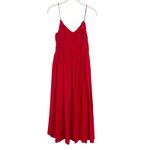 Madewell  Textured V-Neck Midi Dress Festival Red Size XS NWT Linen Cotton Luxe Photo 5