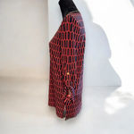 Michael Michael Kors Red Black Geometric Print Gold‎ chain Lace up tunic top Photo 2