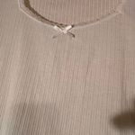 Divided H&M White Long Sleeve Ribbed Bow Cropped Shirt Tee Women’s Medium Photo 2