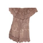 Lac Bleu Romper Size M Soft Pink Lace Crochet Off The Shoulder Size M Photo 1