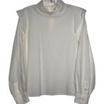 Everlane   The Wing Shoulder Mockneck Silky Cotton Blouse mock neck Ivory small Photo 0