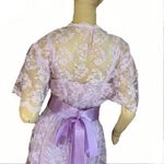 VINTAGE CIRCA 1960'S LAVENDER PURPLE LACEY PARTY DRESS W/SLIP AND BELT (M) Size M Photo 5