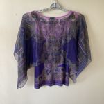 Covington   Sheer Paisley Print 2 PIECE CHIFFON Layered Boho‎ Top L Purple Photo 3