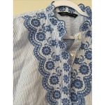 ZARA  Women Long Sleeve Top Stripped Stitched Eyelet Lace Design Size Large 2437 Photo 1