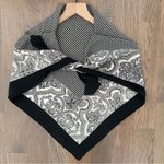 Vintage Echo 100% Silk Houndstooth Paisley Print Scarf Black and Cream 34" sq Photo 1