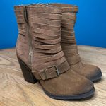 Naughty Monkey  Do Re Me Booties Ankle Boots Suede Harness Brown Women’s 8.5 Photo 0