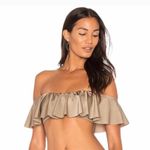 Eberjay Eberjey Palm Green‎ Ruffle Off Shoulder Bikini Top Size Small New Photo 1