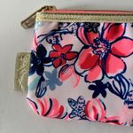 Lilly Pulitzer  Wristlet Lanyard Small Purse Blue Pink Floral Gold Zip Pouch Photo 1