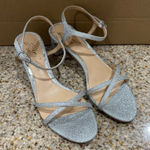 Badgley Mischka  Jewel Silver Strappy Sandals Omari Block Heels 7.5 NIB Photo 0