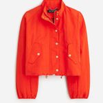 J.Crew  Collection Lightweight Bomber Jacket Relaxed Gold Buttons Red XS NWT Photo 1