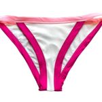 l*space L  Vacay White Pink Ribbed Bikini Bottom Stretch Women's Size Small NWOT Photo 1