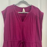 Pact Coastal Double Gauze Tie Waist Midi Dress size Large in Sangria Cotton Photo 4