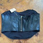 Bershka  faux leather corset top in black size medium brand new with tags Photo 5